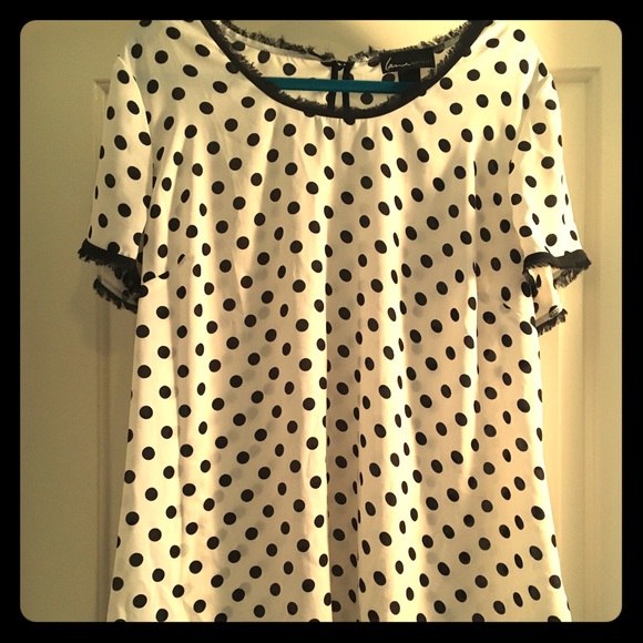 Lane Bryant Tops - High low black and white polka dot blouse